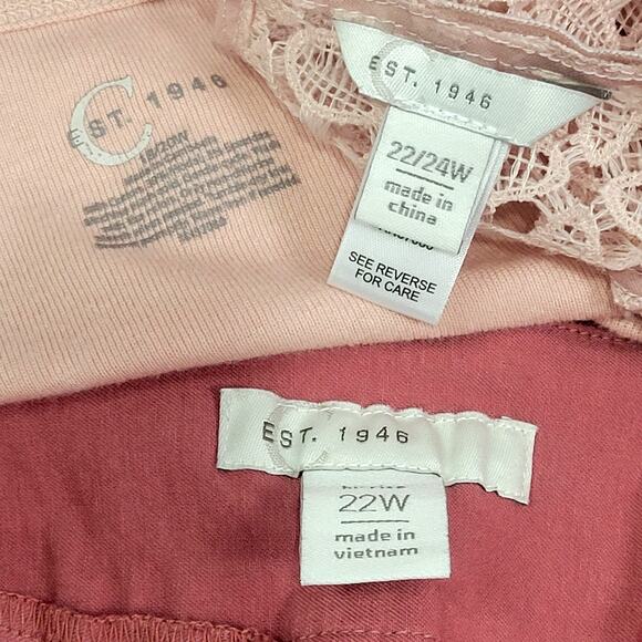 C. Est. 1946 Pink Tank with Crochet overlay & Matching Pants Size See Desc. - Picture 5 of 8